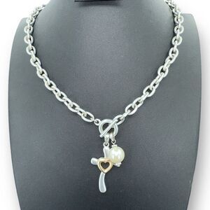 BOHEMIAN NECKLACE HEART PENDANT with Faux Pearl